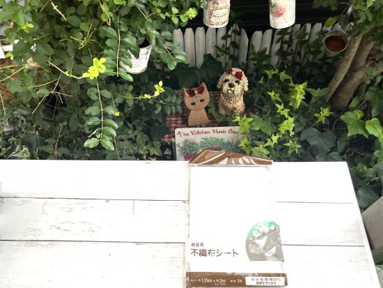 秋の寄せ植え,100均不織布シート